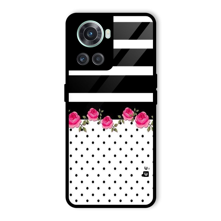 Dots Roses Stripes Glass Back Case for OnePlus 10R