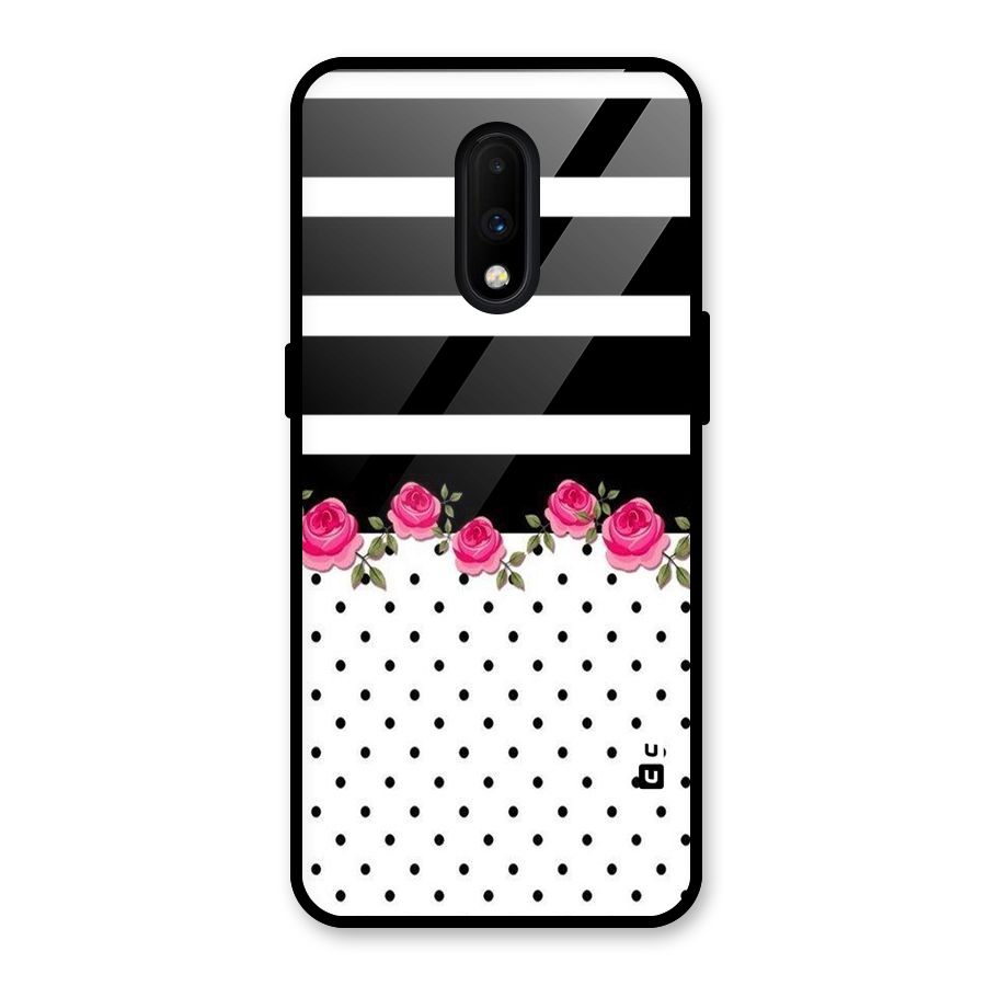 Dots Roses Stripes Glass Back Case for OnePlus 7