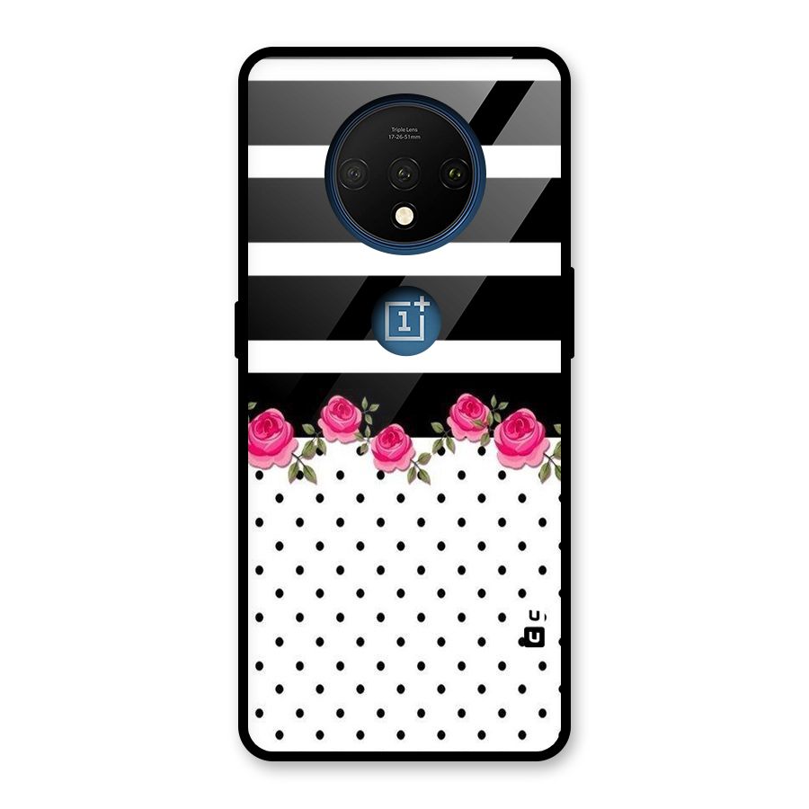 Dots Roses Stripes Glass Back Case for OnePlus 7T