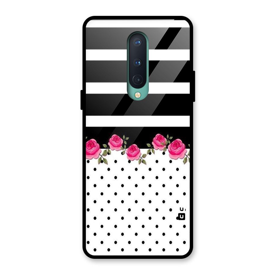 Dots Roses Stripes Glass Back Case for OnePlus 8