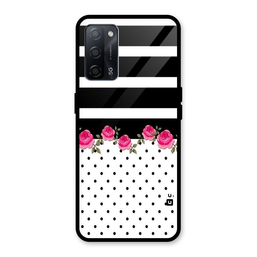 Dots Roses Stripes Glass Back Case for Oppo A53s 5G