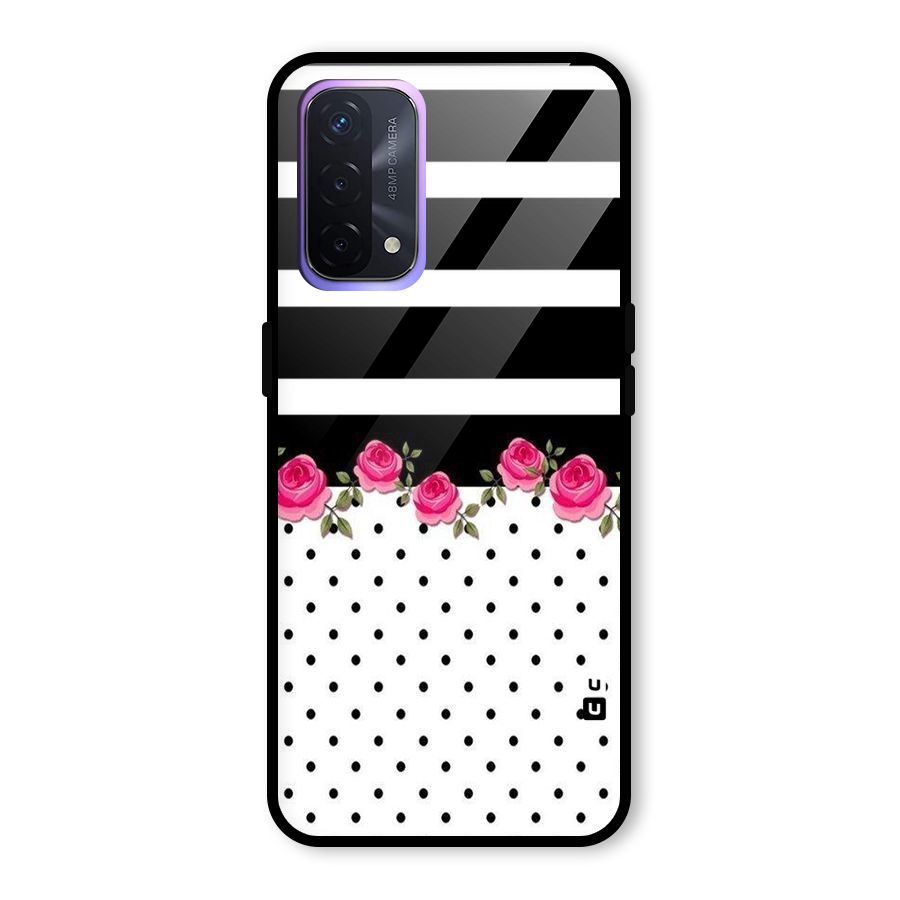 Dots Roses Stripes Glass Back Case for Oppo A74 5G