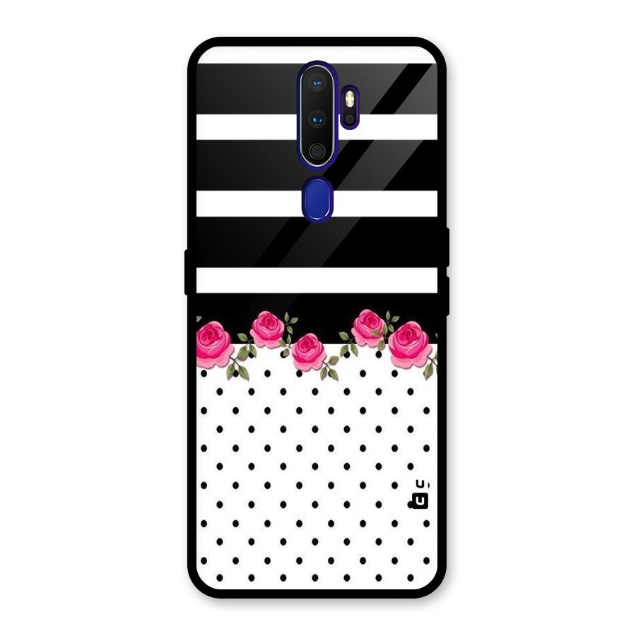 Dots Roses Stripes Glass Back Case for Oppo A9 (2020)