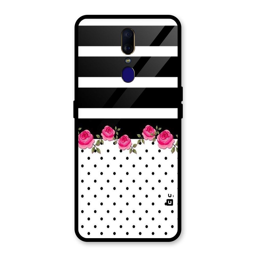 Dots Roses Stripes Glass Back Case for Oppo F11
