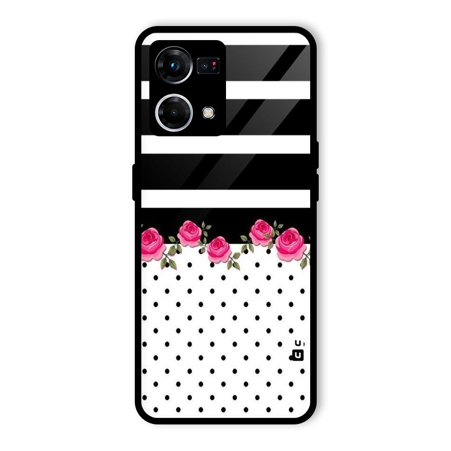 Dots Roses Stripes Glass Back Case for Oppo F21 Pro 4G