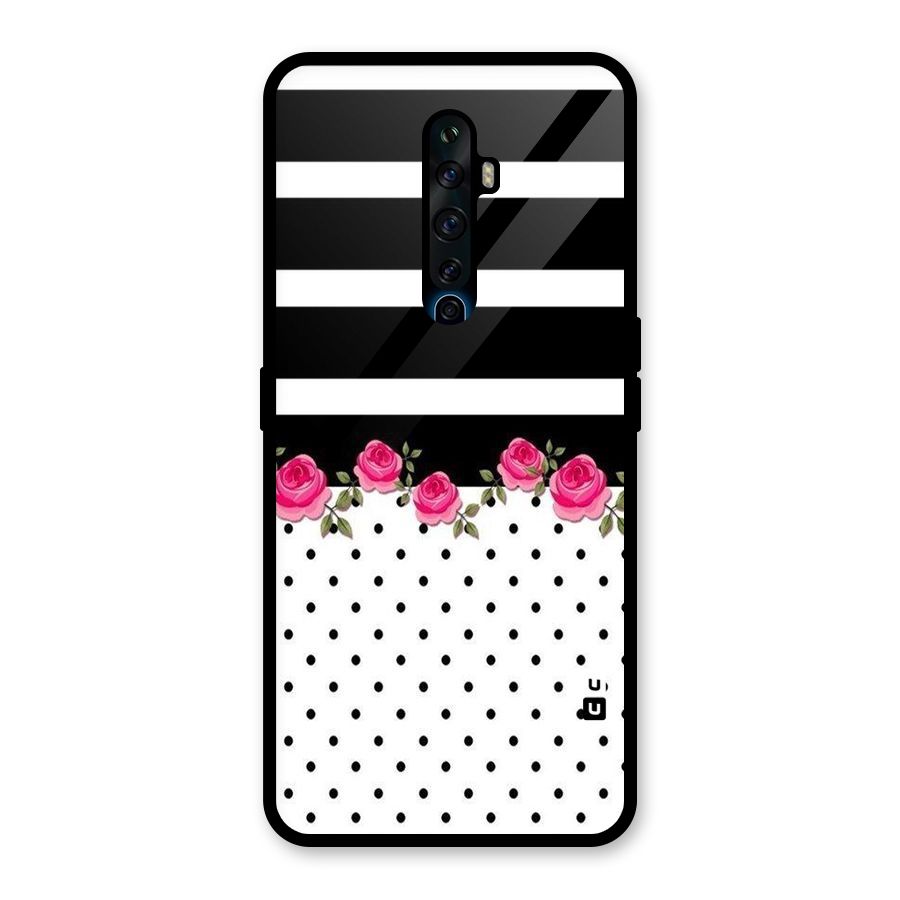 Dots Roses Stripes Glass Back Case for Oppo Reno2 F
