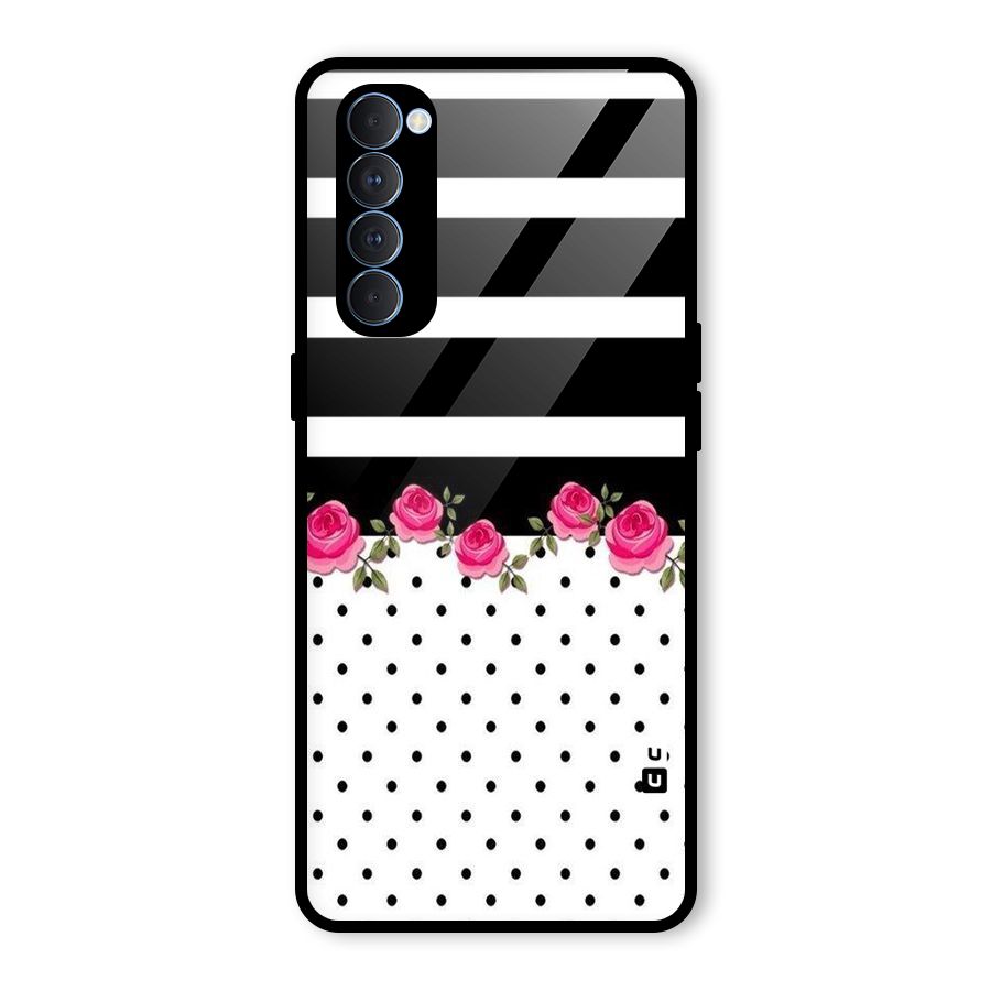 Dots Roses Stripes Glass Back Case for Oppo Reno4 Pro