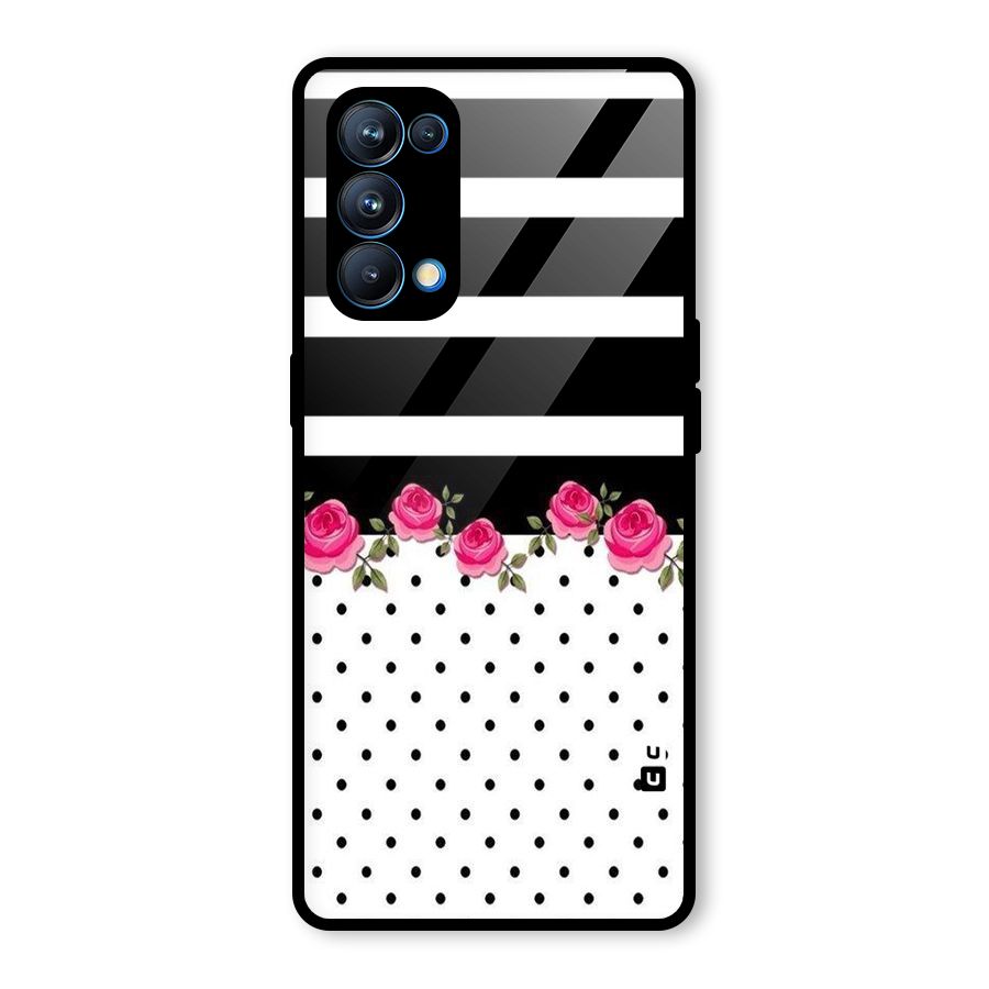 Dots Roses Stripes Glass Back Case for Oppo Reno5 Pro 5G