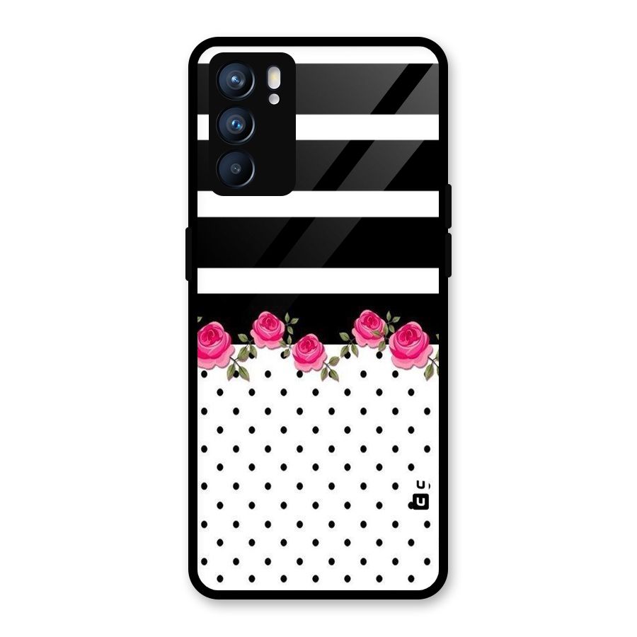 Dots Roses Stripes Glass Back Case for Oppo Reno6 5G