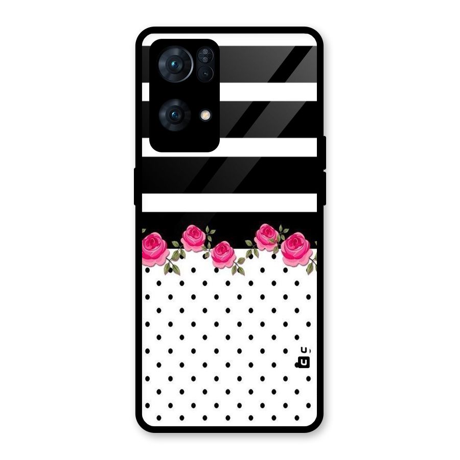 Dots Roses Stripes Glass Back Case for Oppo Reno7 Pro 5G