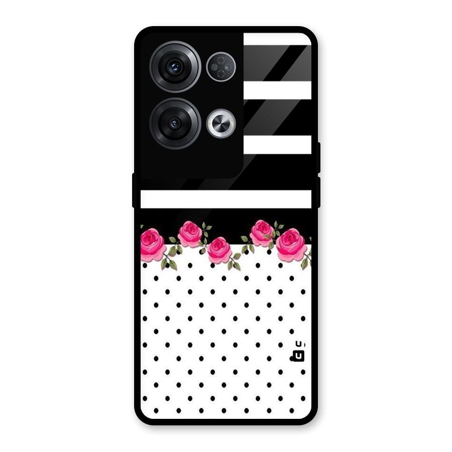 Dots Roses Stripes Glass Back Case for Oppo Reno8 Pro 5G