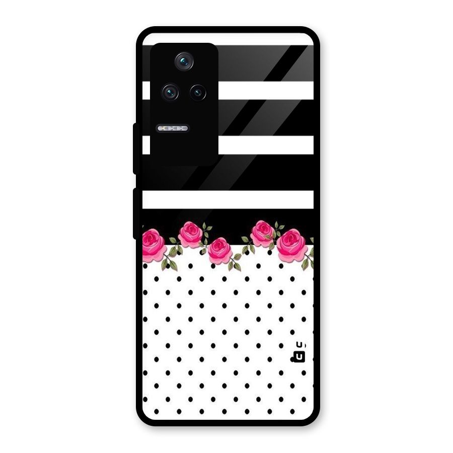 Dots Roses Stripes Glass Back Case for Poco F4 5G
