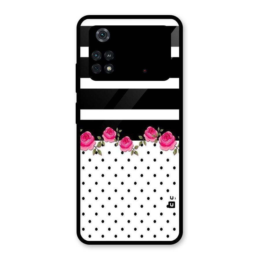 Dots Roses Stripes Glass Back Case for Poco M4 Pro 4G