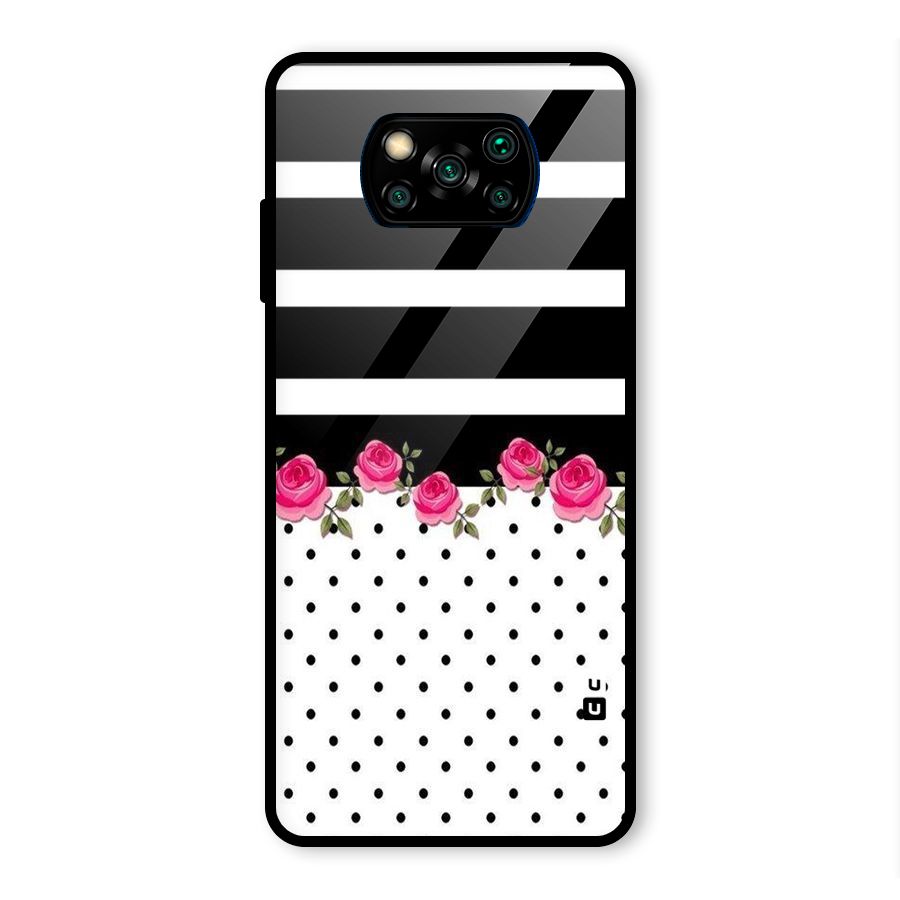 Dots Roses Stripes Glass Back Case for Poco X3 Pro