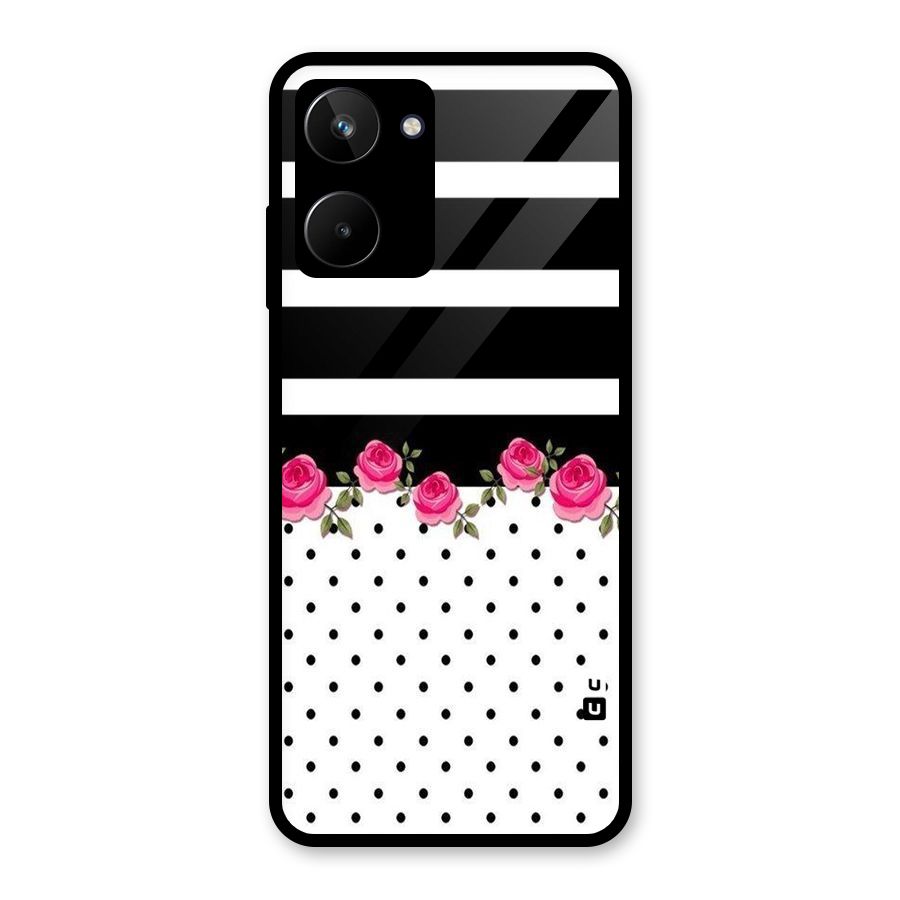 Dots Roses Stripes Glass Back Case for Realme 10