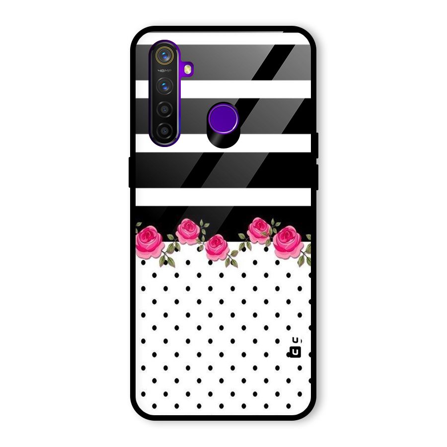 Dots Roses Stripes Glass Back Case for Realme 5 Pro