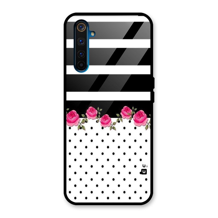 Dots Roses Stripes Glass Back Case for Realme 6 Pro