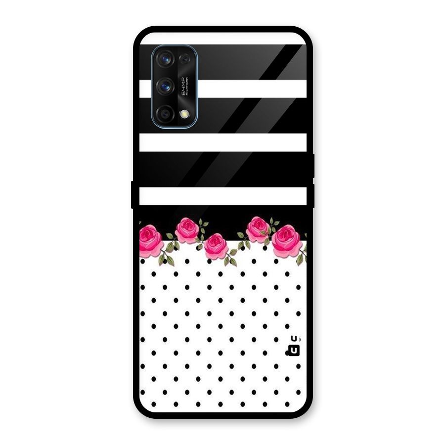 Dots Roses Stripes Glass Back Case for Realme 7 Pro