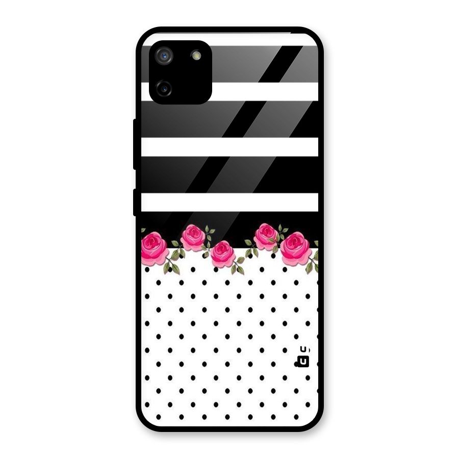Dots Roses Stripes Glass Back Case for Realme C11