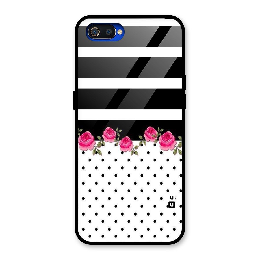 Dots Roses Stripes Glass Back Case for Realme C2