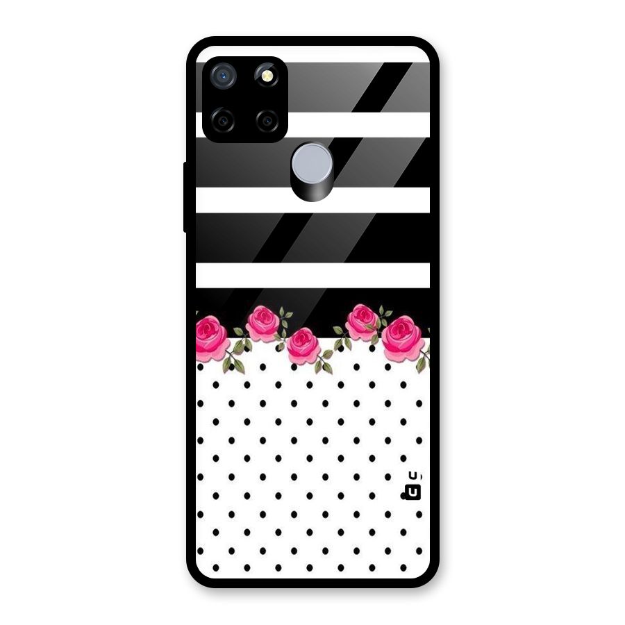 Dots Roses Stripes Glass Back Case for Realme Narzo 20
