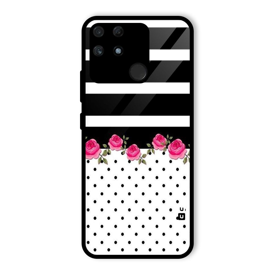 Dots Roses Stripes Glass Back Case for Realme Narzo 50A