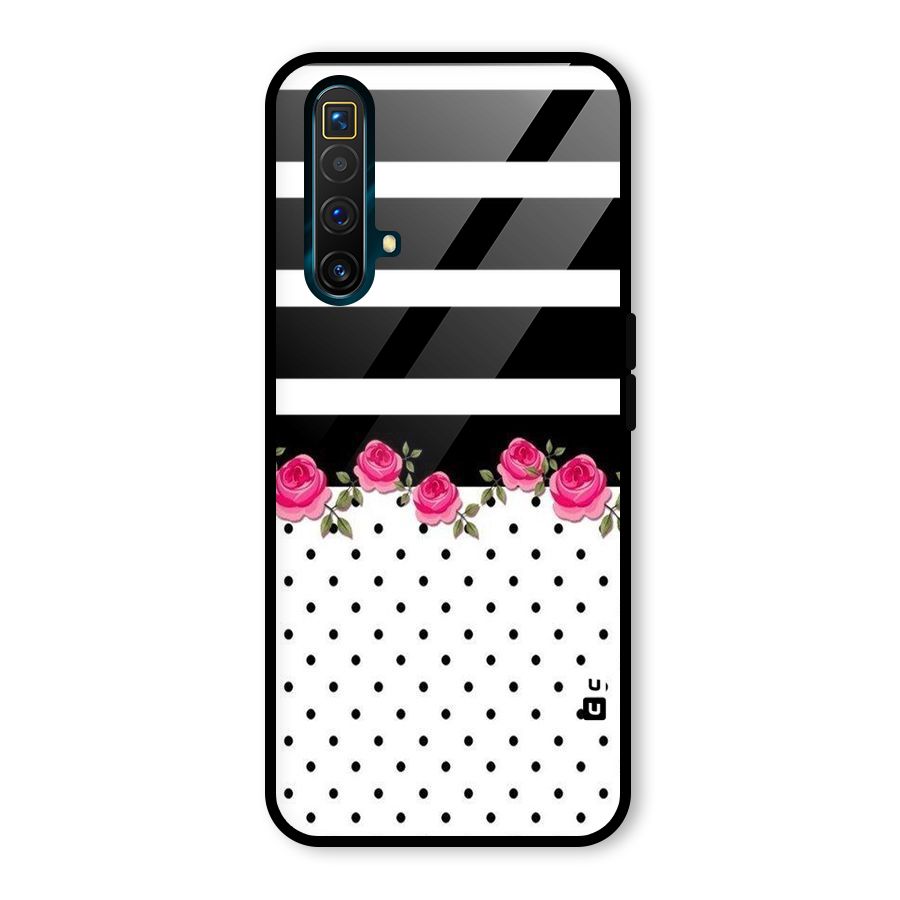 Dots Roses Stripes Glass Back Case for Realme X3