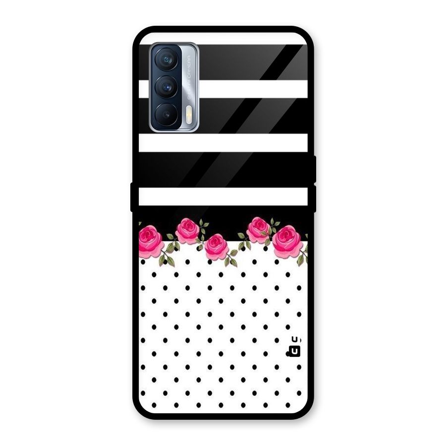 Dots Roses Stripes Glass Back Case for Realme X7