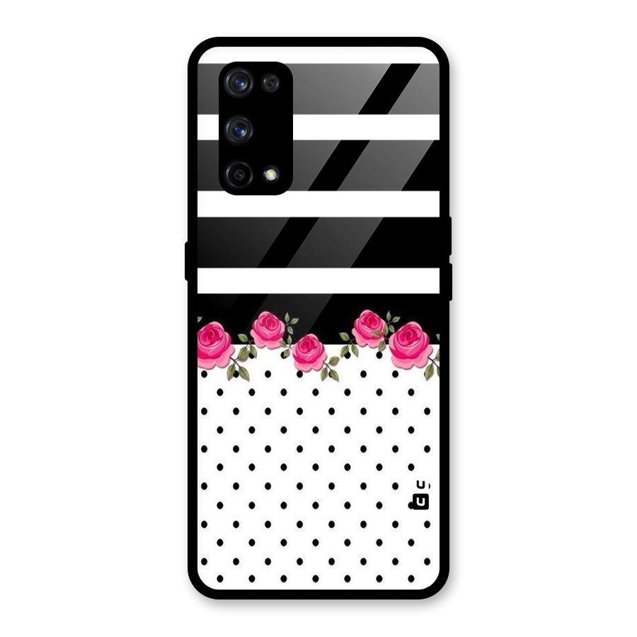 Dots Roses Stripes Glass Back Case for Realme X7 Pro