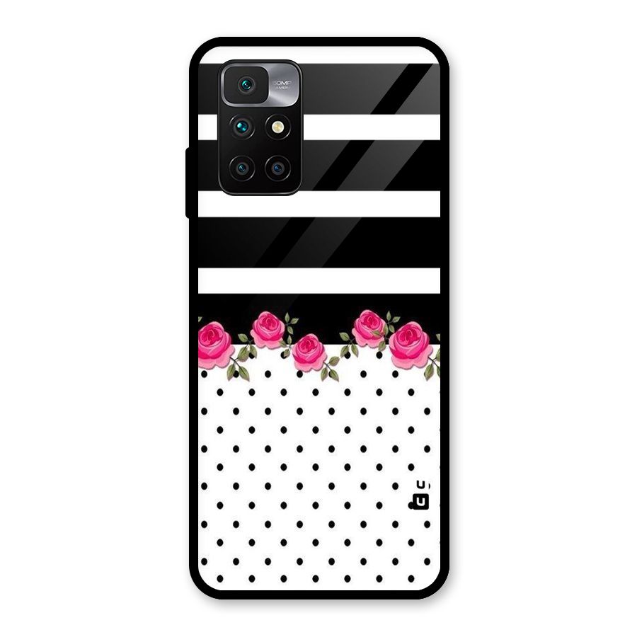 Dots Roses Stripes Glass Back Case for Redmi 10 Prime