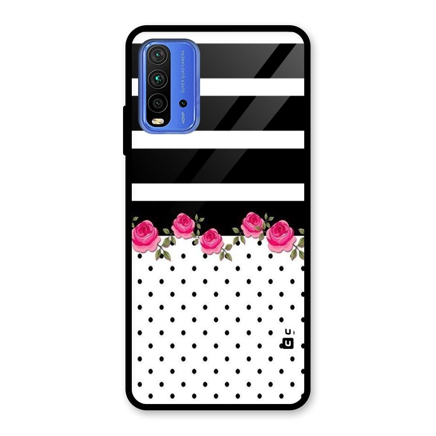 Dots Roses Stripes Glass Back Case for Redmi 9 Power