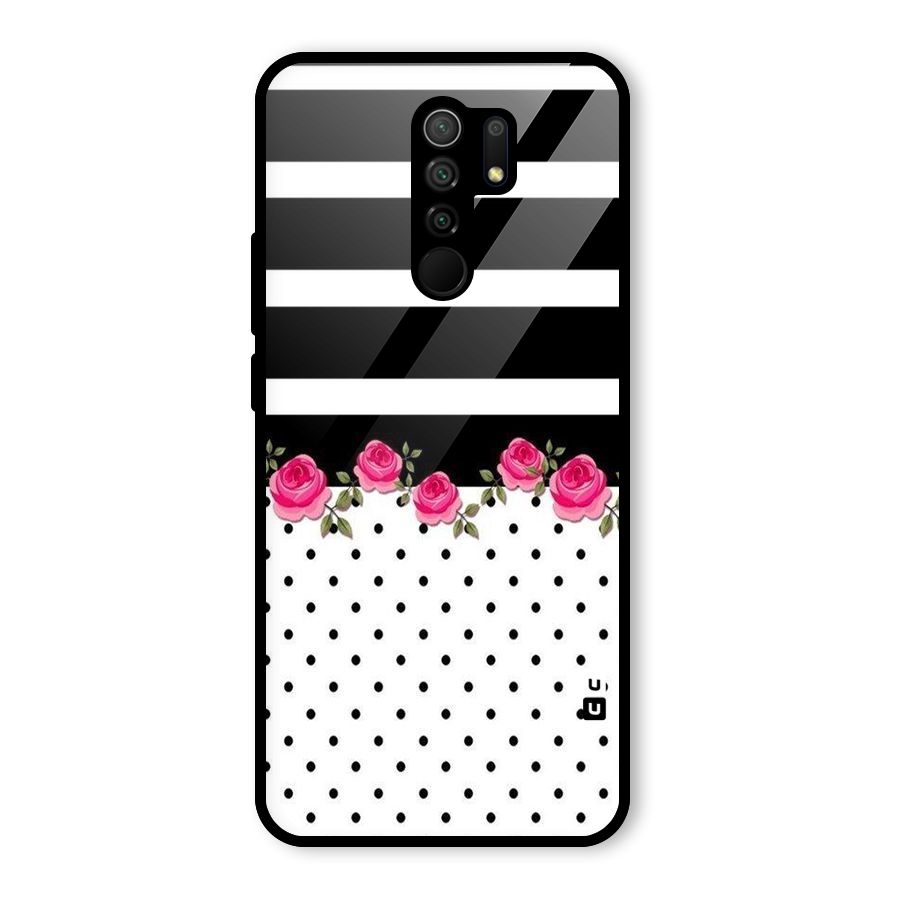 Dots Roses Stripes Glass Back Case for Redmi 9 Prime