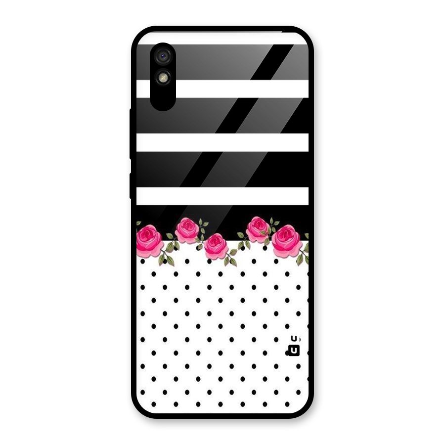 Dots Roses Stripes Glass Back Case for Redmi 9i