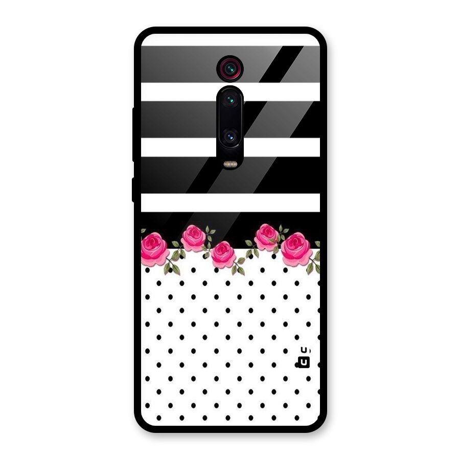 Dots Roses Stripes Glass Back Case for Redmi K20 Pro