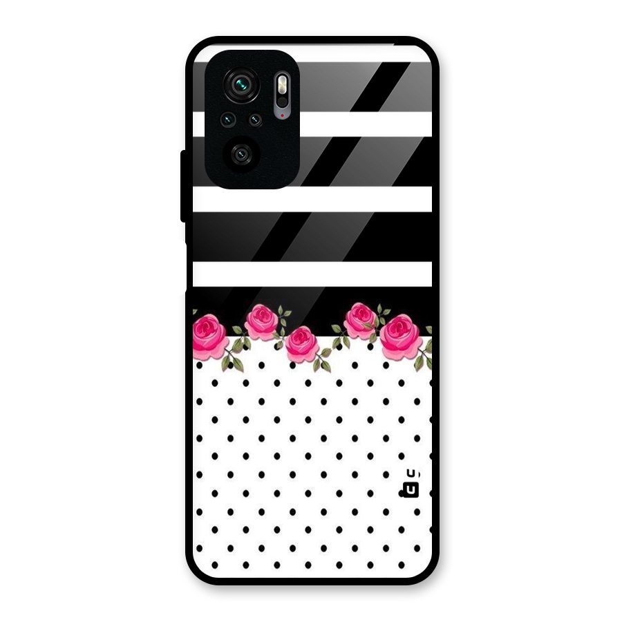 Dots Roses Stripes Glass Back Case for Redmi Note 10S