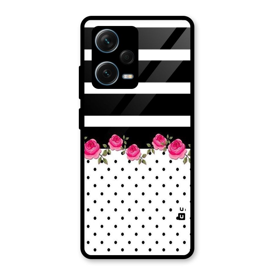 Dots Roses Stripes Glass Back Case for Redmi Note 12 Pro Plus 5G