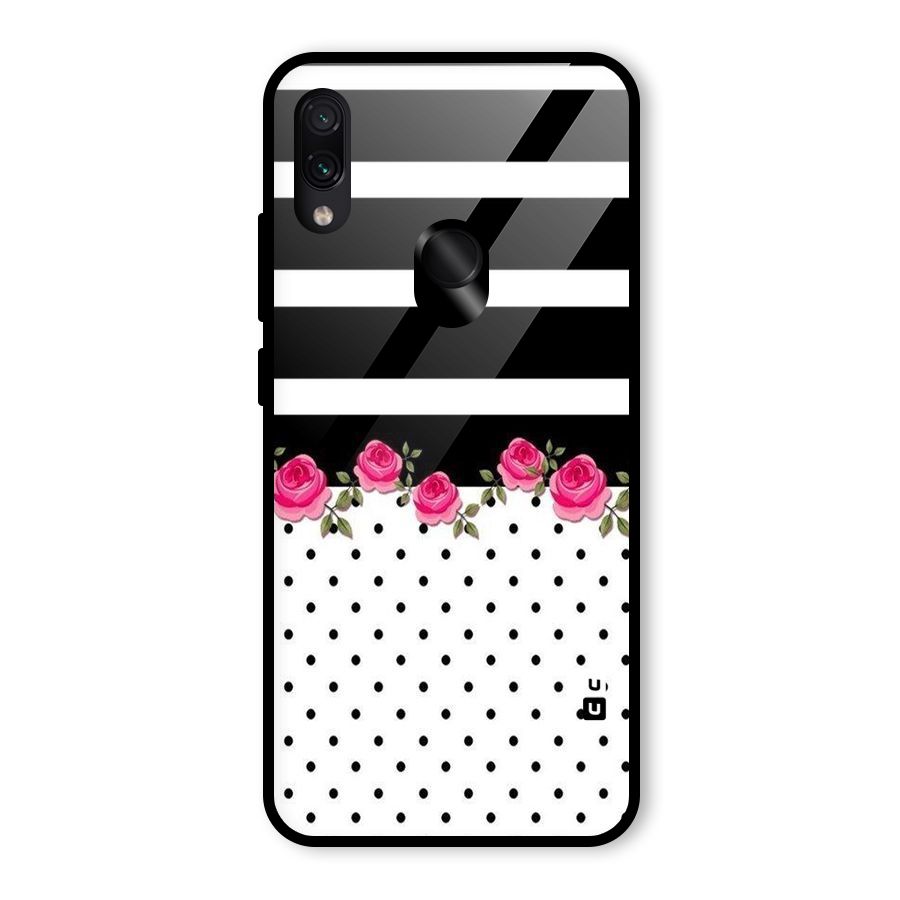 Dots Roses Stripes Glass Back Case for Redmi Note 7S