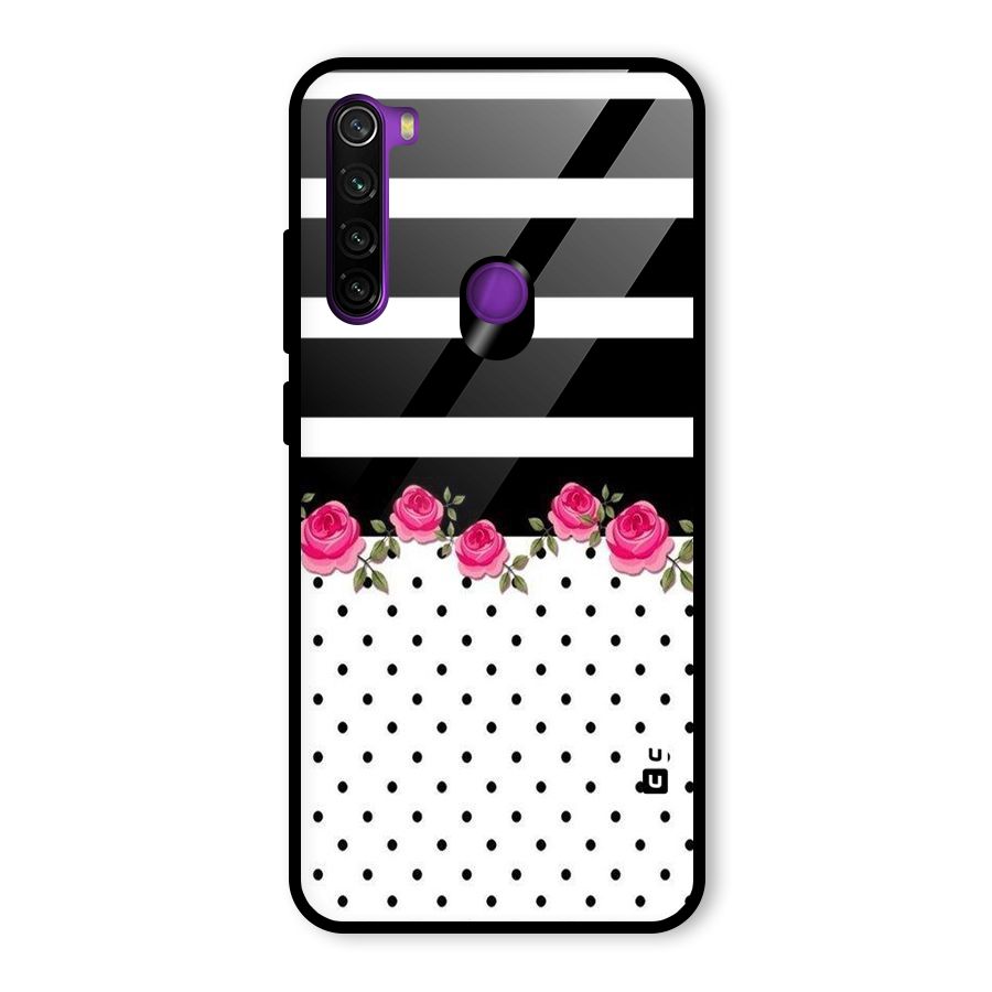 Dots Roses Stripes Glass Back Case for Redmi Note 8