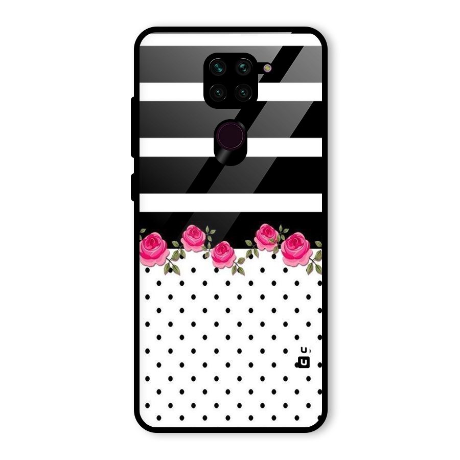 Dots Roses Stripes Glass Back Case for Redmi Note 9