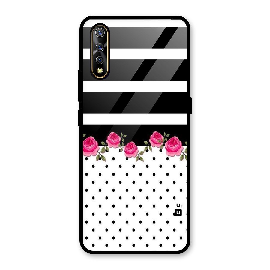 Dots Roses Stripes Glass Back Case for Vivo S1