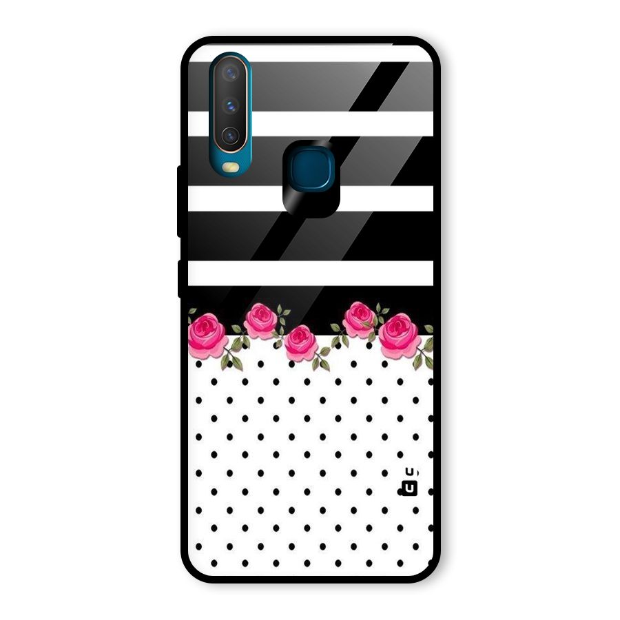 Dots Roses Stripes Glass Back Case for Vivo U10