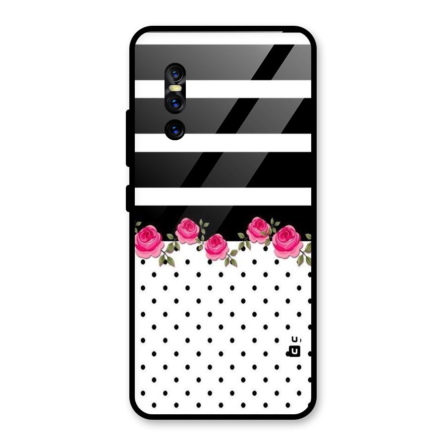 Dots Roses Stripes Glass Back Case for Vivo V15 Pro
