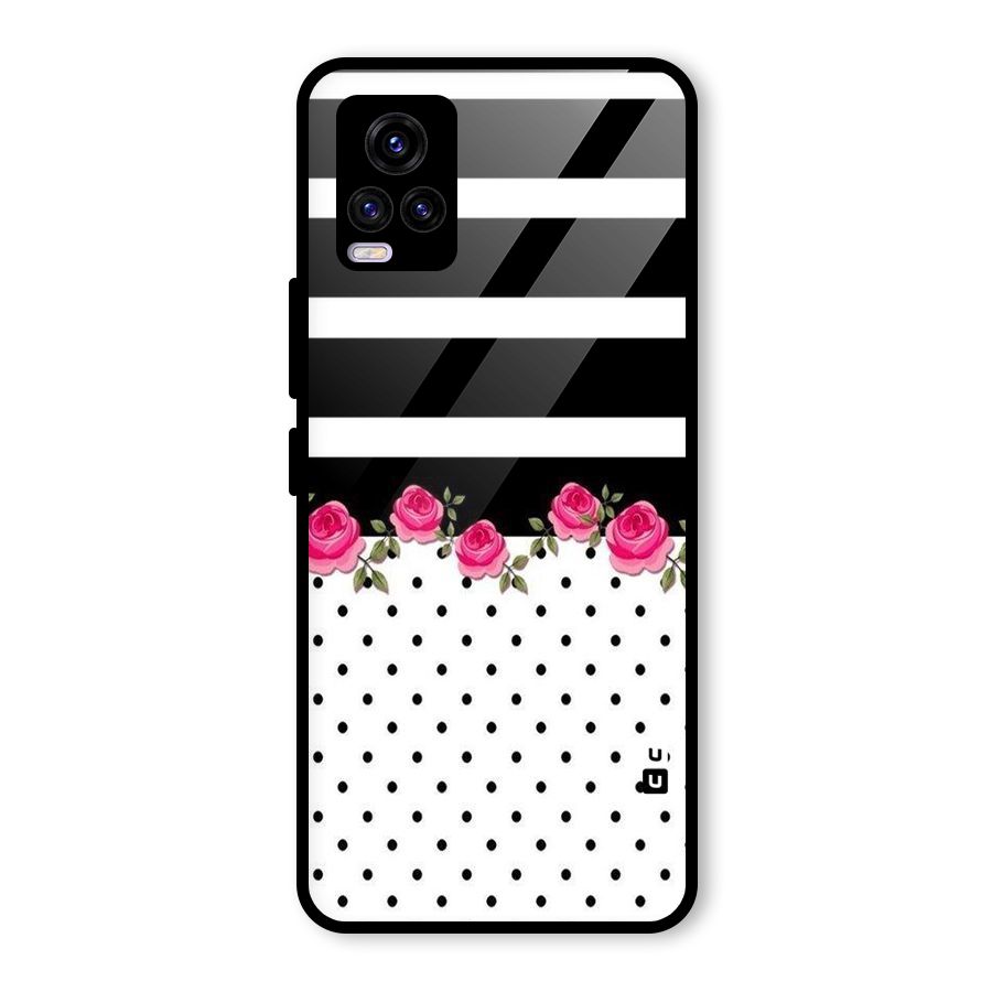 Dots Roses Stripes Glass Back Case for Vivo V20
