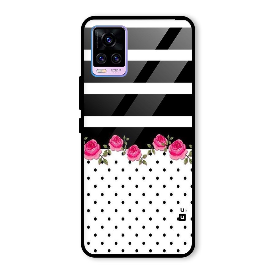 Dots Roses Stripes Glass Back Case for Vivo V20 Pro