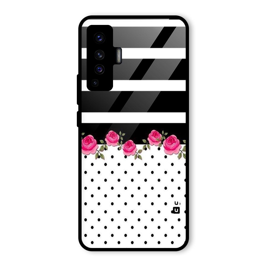 Dots Roses Stripes Glass Back Case for Vivo X50