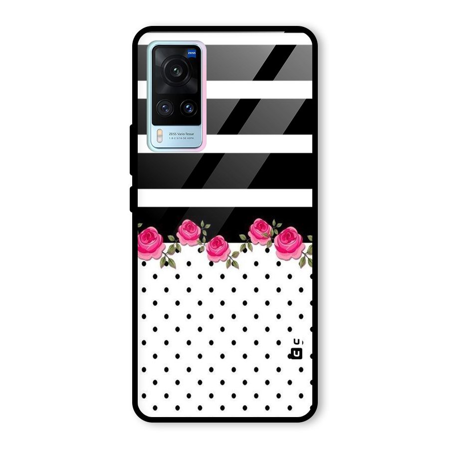 Dots Roses Stripes Glass Back Case for Vivo X60
