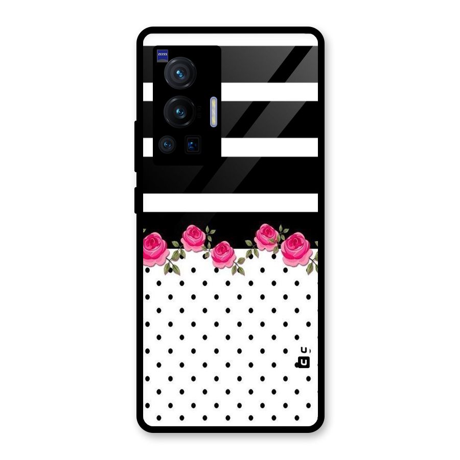 Dots Roses Stripes Glass Back Case for Vivo X70 Pro