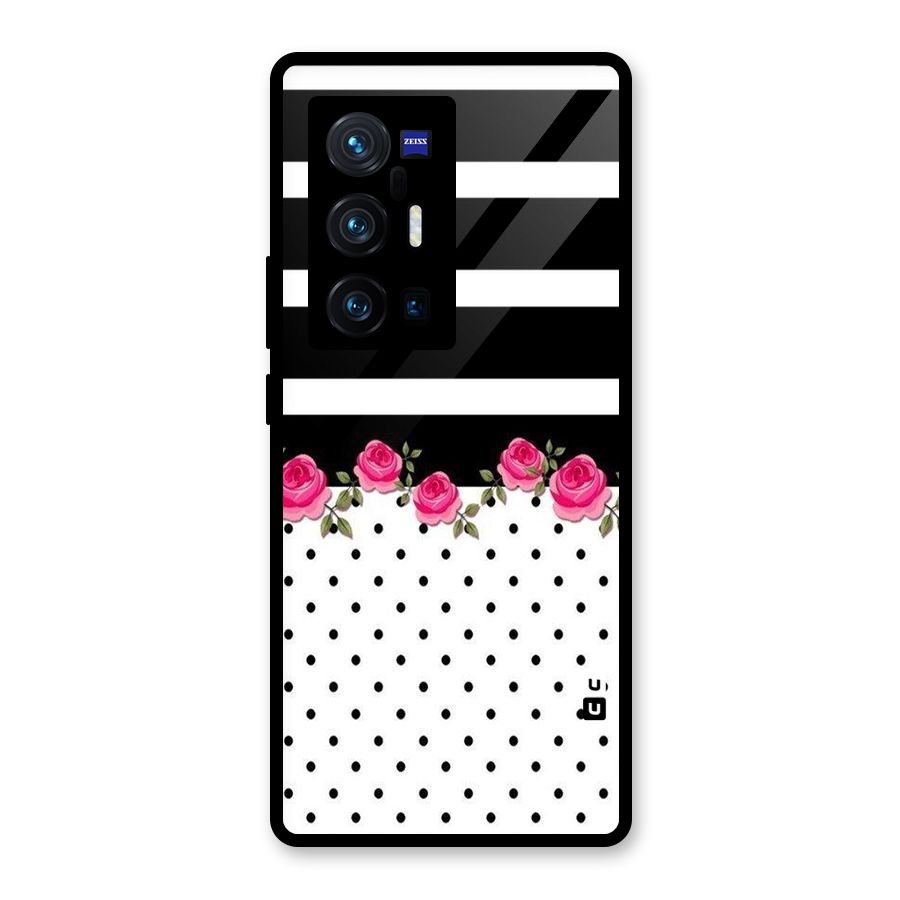 Dots Roses Stripes Glass Back Case for Vivo X70 Pro Plus