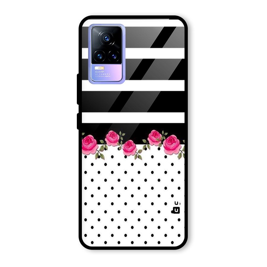 Dots Roses Stripes Glass Back Case for Vivo Y73