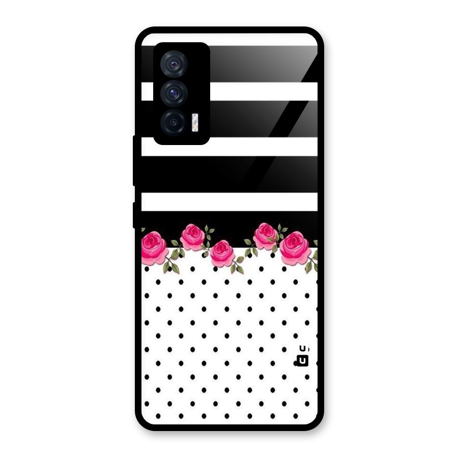 Dots Roses Stripes Glass Back Case for Vivo iQOO 7 5G